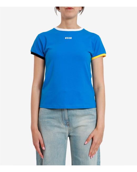 MSGM Blue T Shirts And Polos