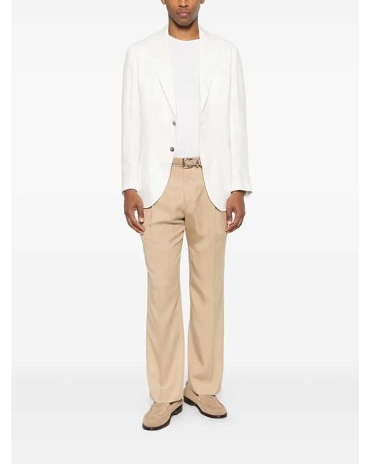 Sartorio Napoli White Single Breasted Linen Blazer