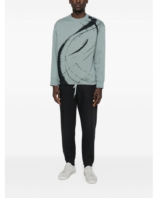 Emporio Armani Green Cotton Crewneck Sweatshirt for men