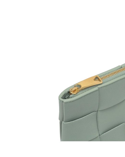 Bottega Veneta Green Clutches Cassette Leather Sage