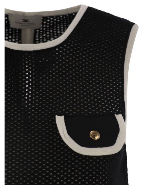Elisabetta Franchi Black Crew-Neck Mesh Top