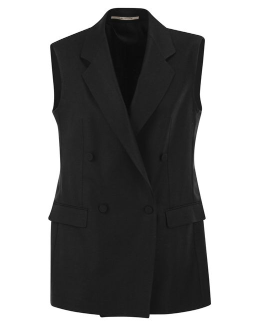 Chaleco de lino con doble botonadura Tagliatore de color Black