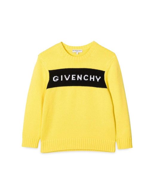 Givenchy Yellow Knitted Jumper Jacquard Logo