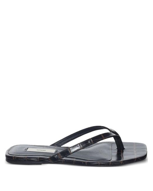 Totême Blue Leather Flat Thong Sandals