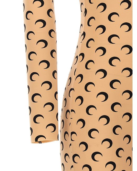 MARINE SERRE Natural 'Moon Printed' Catsuit