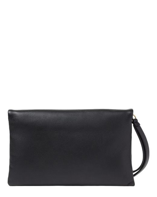 Fendi Black Mini Soft Leather Bag With Embellished Strap
