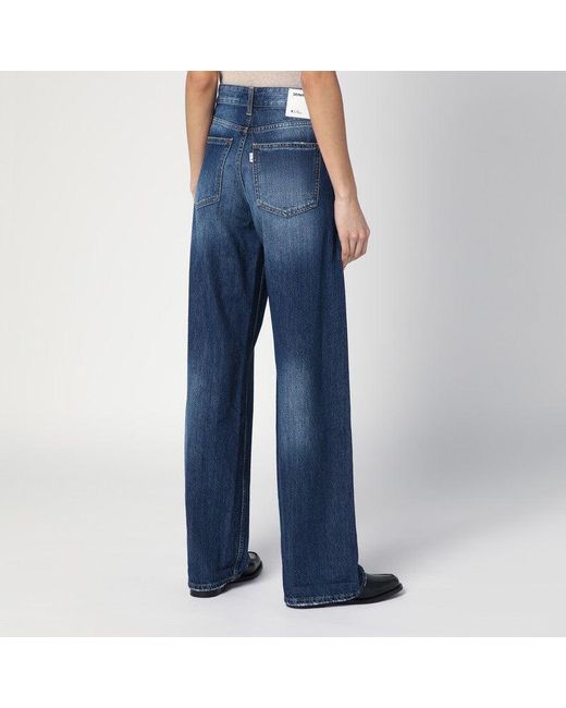 Department 5 Blue Wide Leg Pop Jeans With Washed Effect