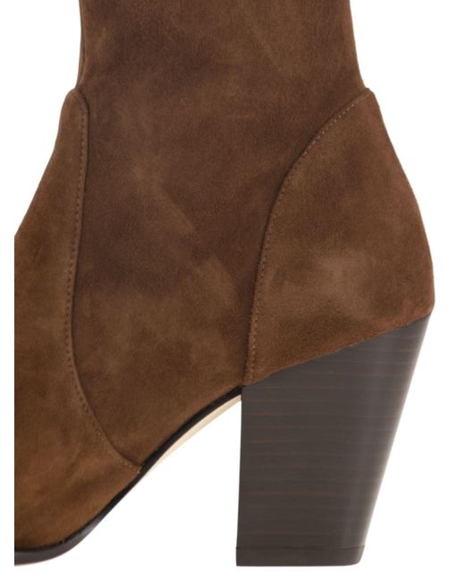 Jolene Suede Botkle Stuart Weitzman en coloris Brown