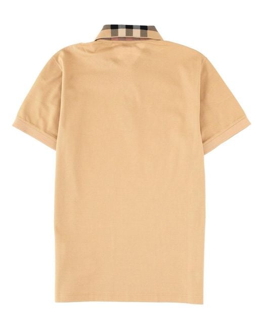 Burberry Natural Polo Shirt With "Check" Collar for men