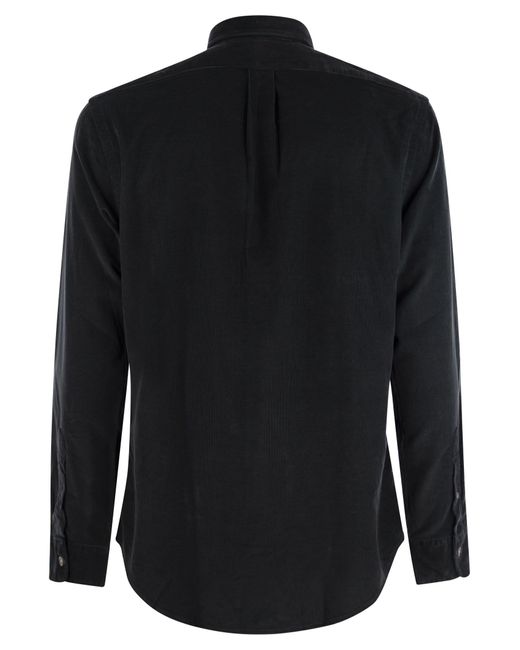 Slim Fit Velvet Shirt di Polo Ralph Lauren in Black