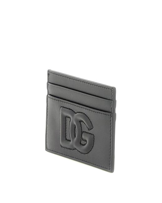 Dolce & Gabbana Black Schwarzer Lederkartenhalter mit Logo