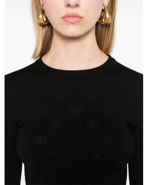 Balenciaga Open Gebreide Woltop in het Black