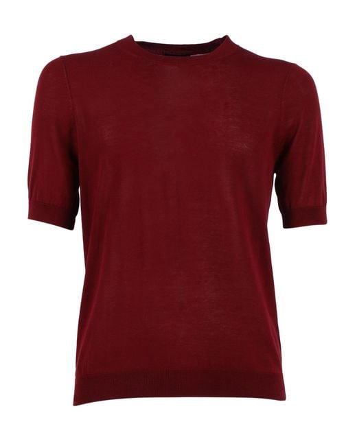 Ballantyne Red Cotton Short Sleeve Pullover for men