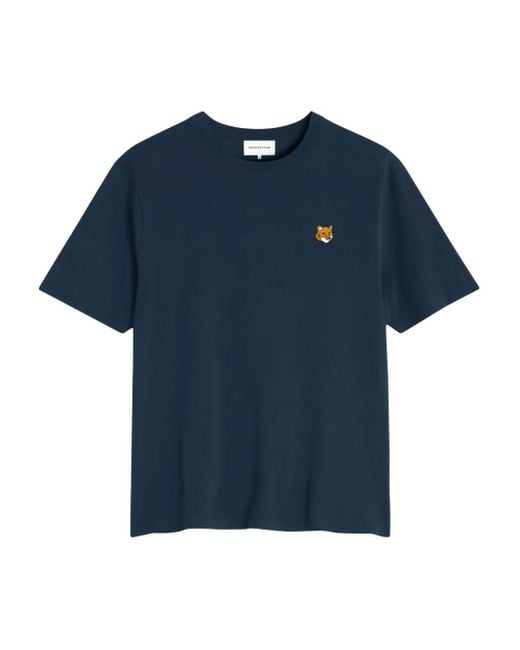 Camiseta de algodón con cabeza de zorro de Maison Kitsune Maison Kitsuné de color Blue