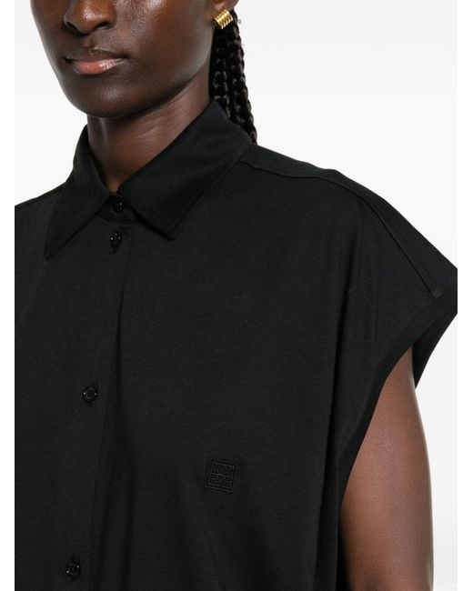 Totême Black Button-Fastening Sleeveless Midi Shirt Dress