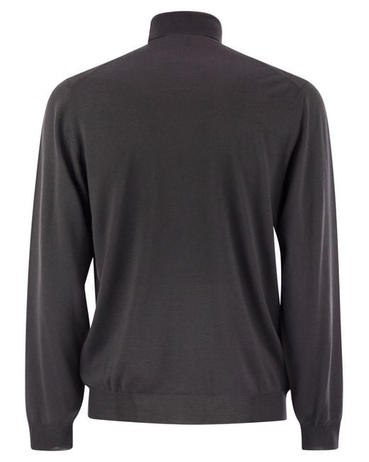 Fedeli Gray Superfine Wool Turtleneck Derby for men