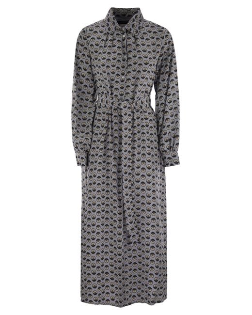 Weekend by Maxmara Gray Narvel Printed Silk Shirt Dress