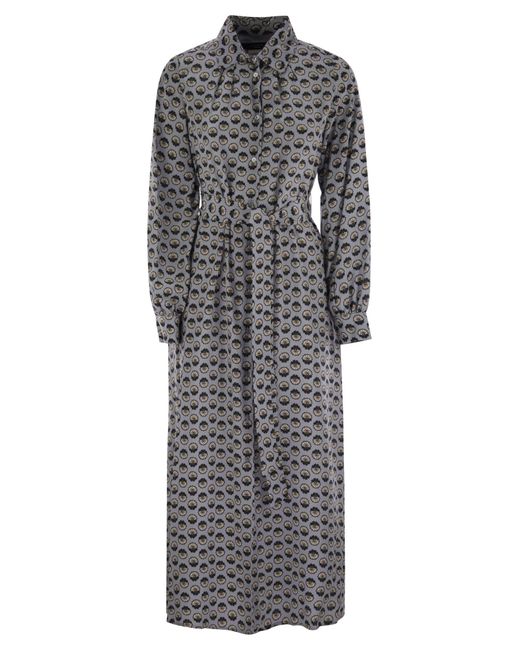 Weekend by Maxmara Gray Wochenende Max Mara Narvel bedruckte Seidenhemdkleid