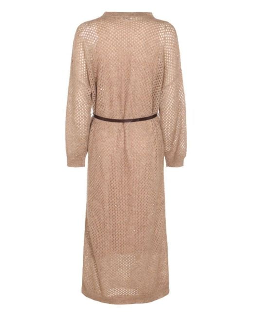 Brunello Cucinelli Natural Midikleid Aus Strick
