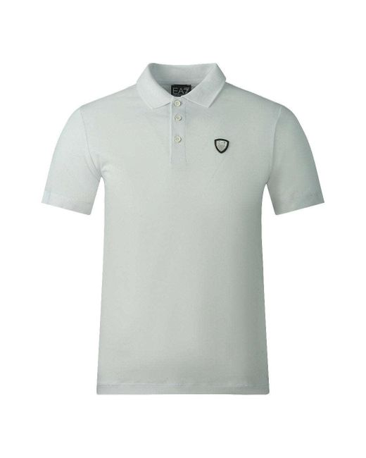 EA7 Cotton Branded Crest Logo On Chest White Polo Shirt for Men | Lyst