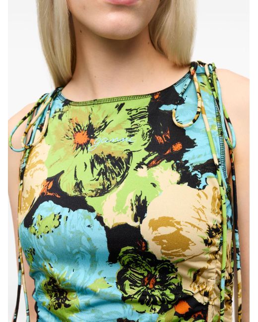 Ganni Green Kleid Mit Blumen-Print
