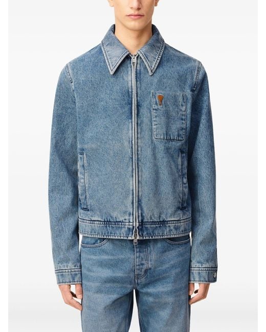 AMI Ami De Coeur Katoenen Jack Met Rits in het Blue