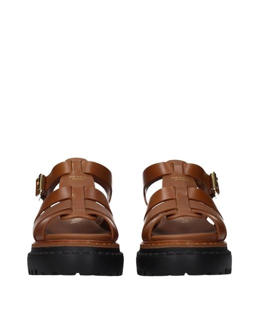 Prada Brown Leather Sandals/Leather