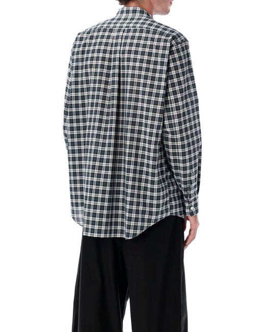 Comme des Garçons Blue Cotton Checked Long Sleeve Shirt for men