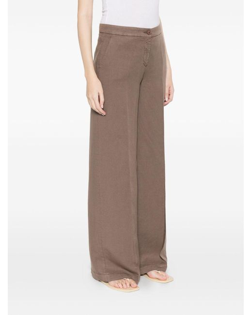 Via Masini 80 Brown Linen Wide Leg Trousers