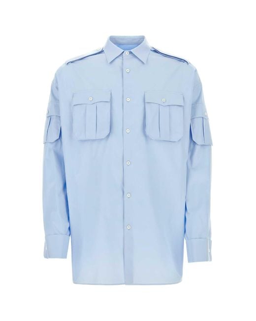 Prada Blue Light Poplin Oversize Shirt for men