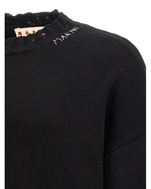 Marni Er Distress-Knit Detail Pullover in Black für Herren