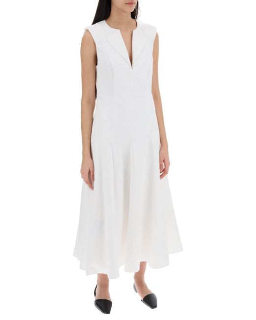 Roland Mouret Cotton Poplin Midi -jurk In in het White