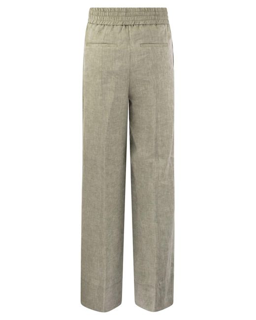 Pantalones de ajuste suelto en lienzo de lino puro liviano Peserico de color Gray