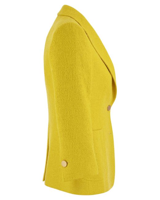 Debra Blazer mélange de linge à poitrine simple Tagliatore en coloris Yellow