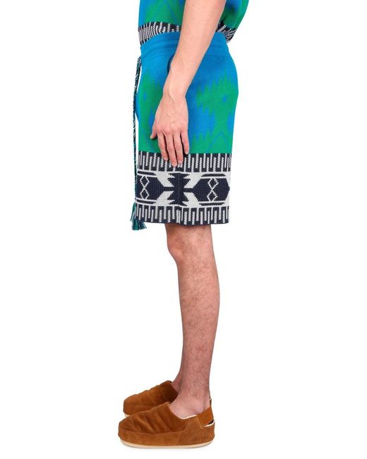 Alanui Blue Piquet Bermuda for men