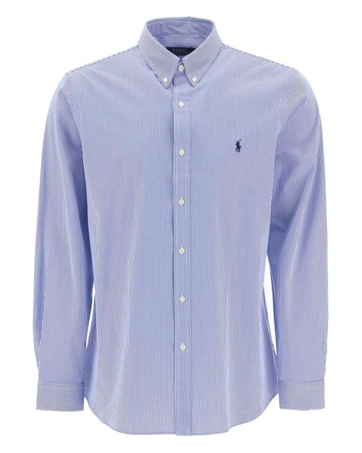Polo Ralph Lauren "gestreiftes Stretch -Popel -Hemd mit in Blue für Herren