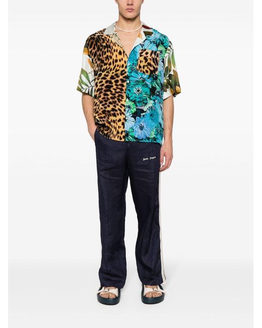Palm Angels Blue Logo Track Pants for men