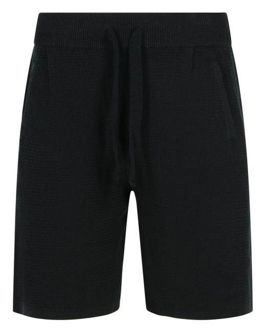 Laneus Black Cotton Bermuda Shorts für Herren