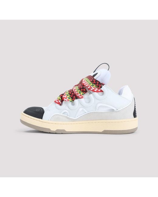 Lanvin White Lethestanether Curb Sneakers