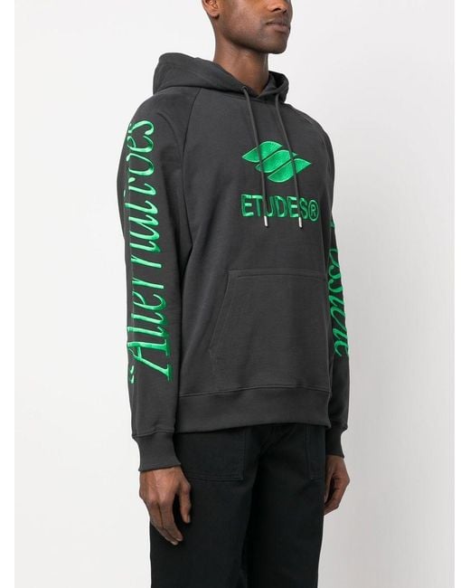 Etudes Studio Gray Racing Eco Logo-Embroidered Hoodie for men