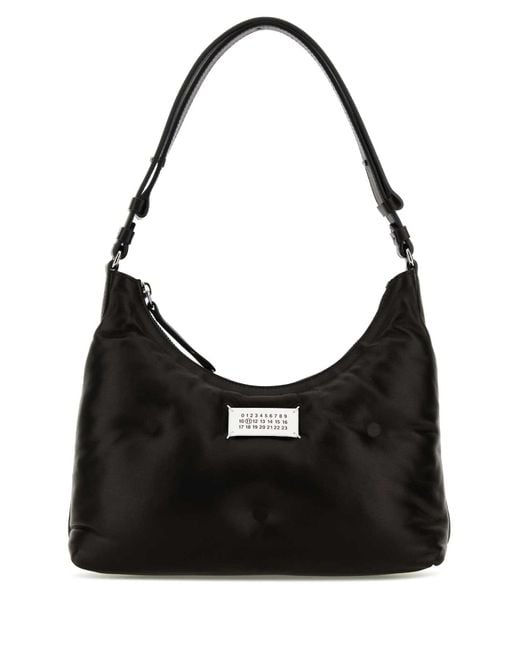 Maison Margiela Black Nappa Leather Small Glam Slam Hobo Shoulder Bag