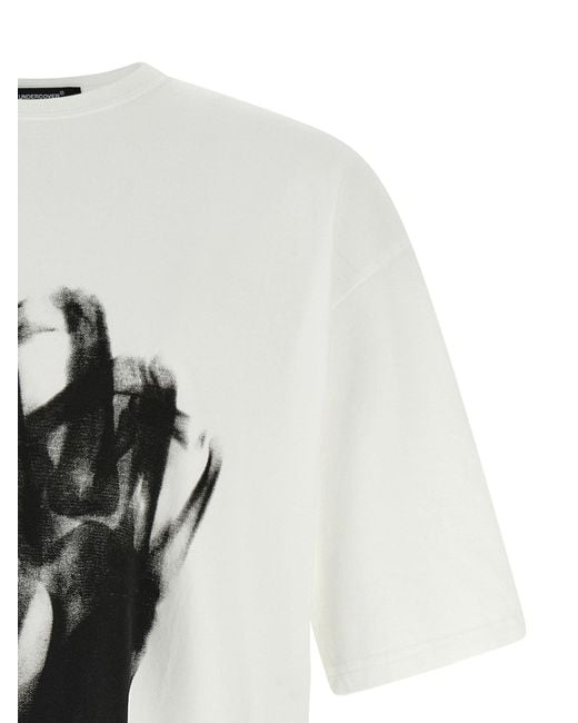 Undercover White Oversized Crewneck T-Shirt With Abstract Print for men