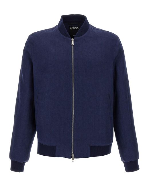 Zegna Blue Bomber Oasi Lino for men