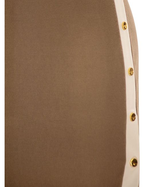 Elisabetta Franchi Brown Knitted Dress With Shiny Viscose Bands