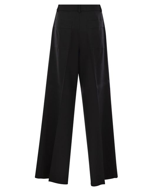 Pantalon à jambe large zirlo en coton et viscose Sportmax en coloris Black