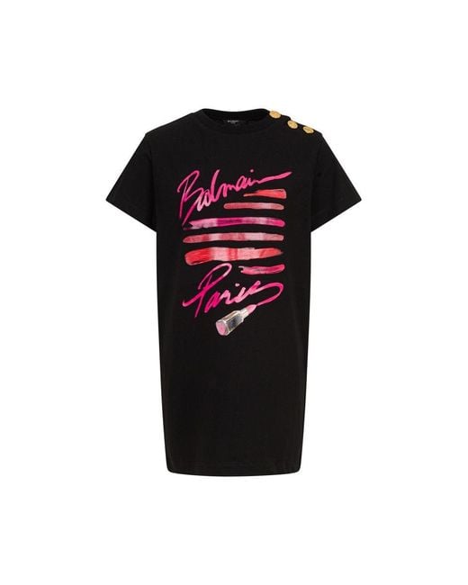 Balmain Black "Lipstick" Logo Dress