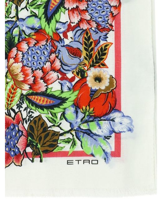 Etro White Gedruckter Jacquard -Schal