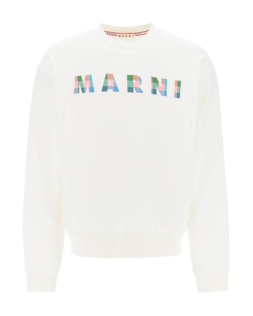 Marni Sweatshirt mit kariertem Logo in White für Herren