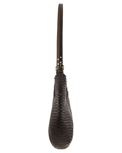 Dragon Black Luna Piena Woven Leather Bag