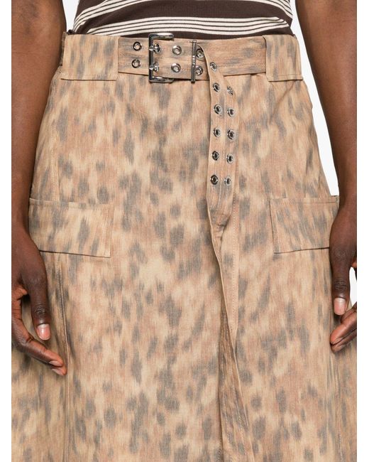 Ganni Natural Printed Cotton Skirt